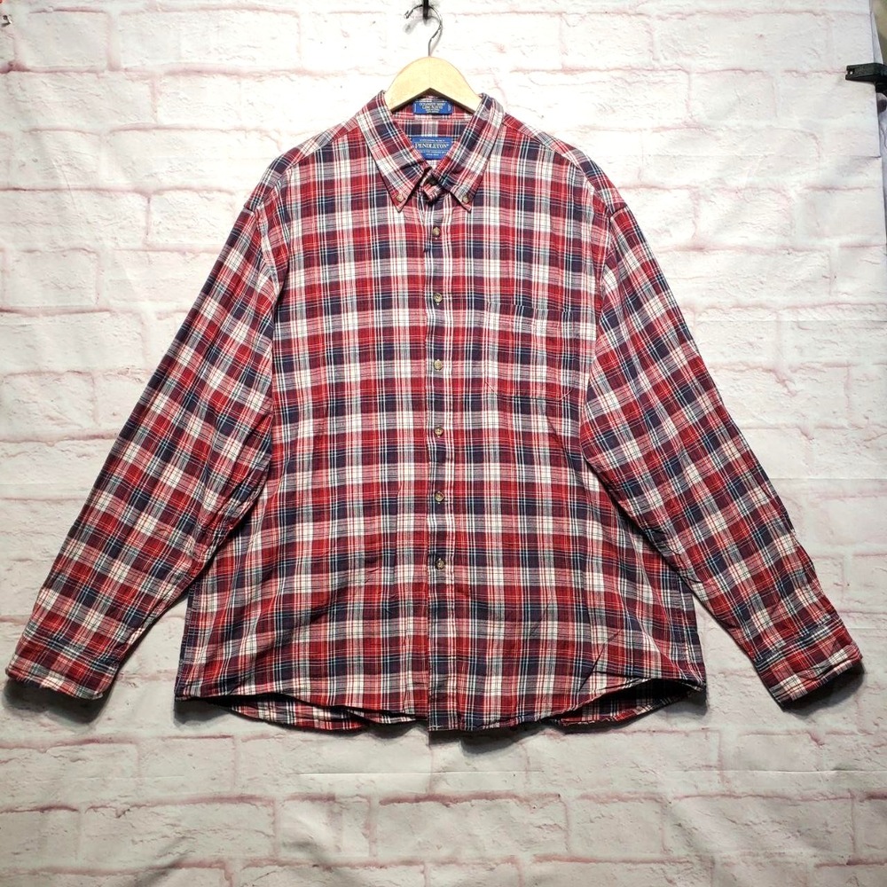 Pendleton Oceanside Shirt Mens 2XL Red Plaid Cotton Button Down Soft
